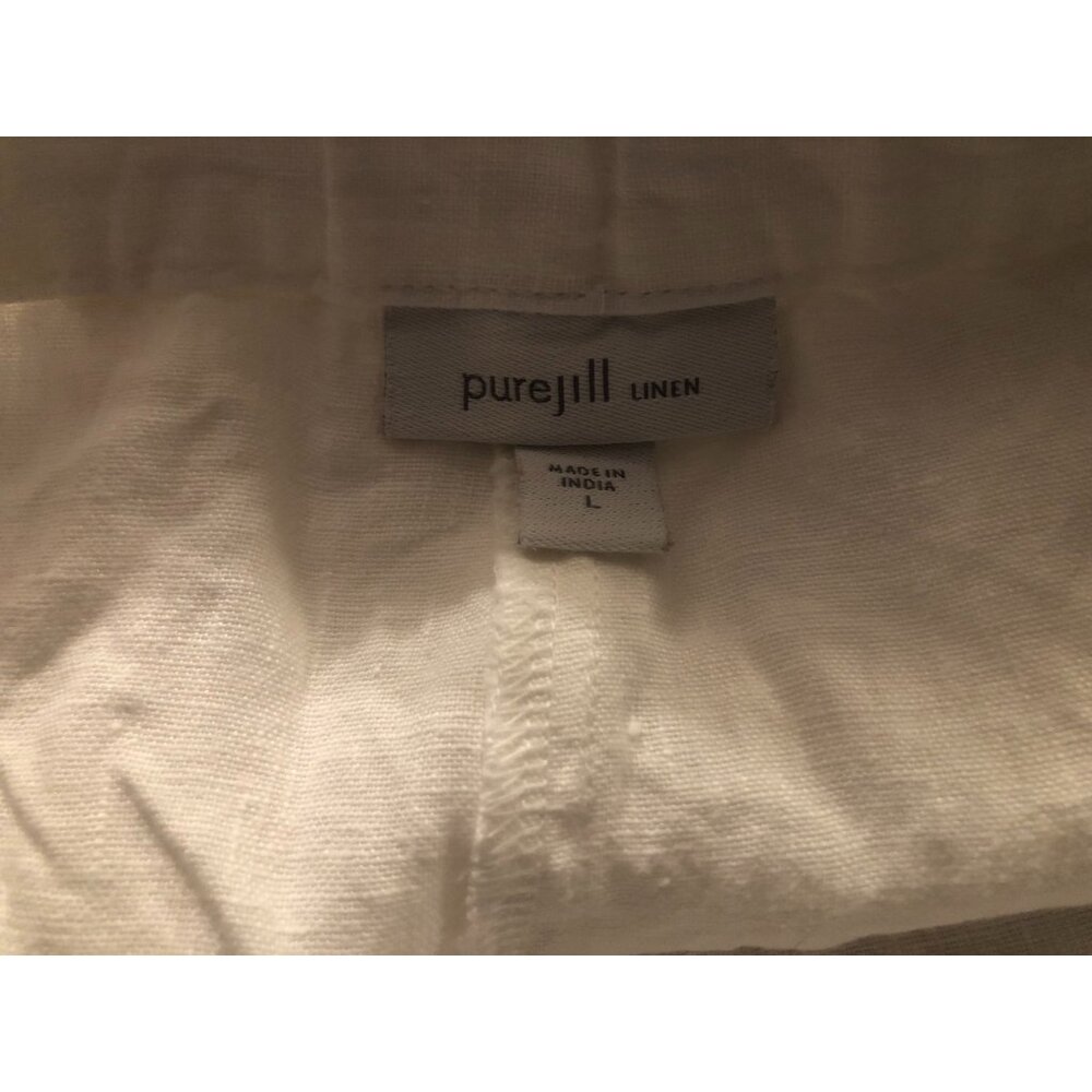 pure jill women's white 100%linen pants size: L - Picture 4 of 4